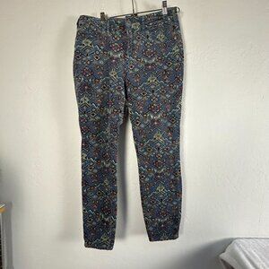 Pilcro Anthropologie Womens Floral Corduroy High-Rise Skinny Pants Size 30 Blue